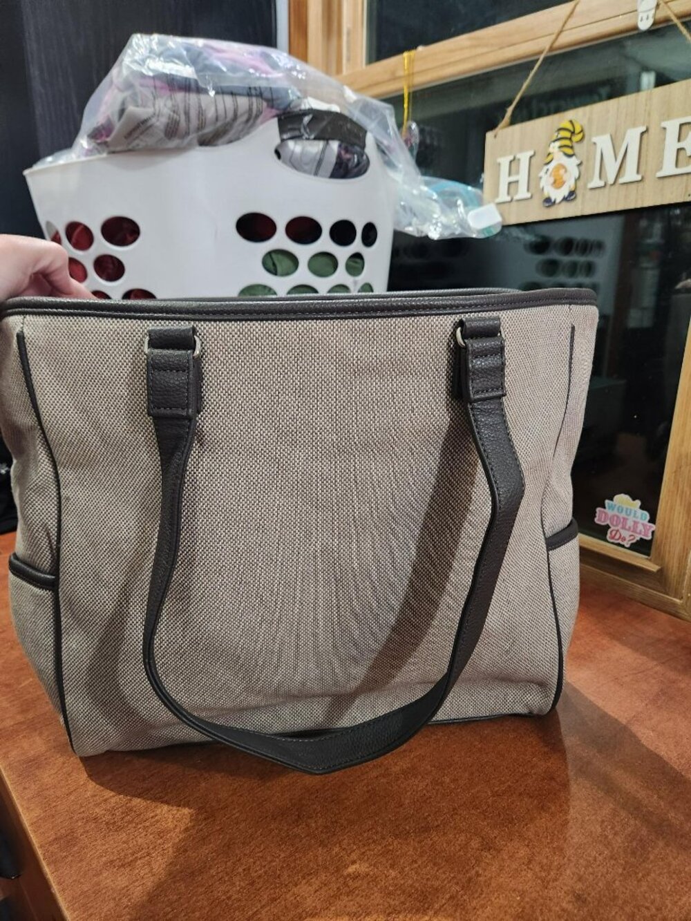 Thirty-One Cindy Tote 3057 City Charcoal Swiss Dot No Monogram